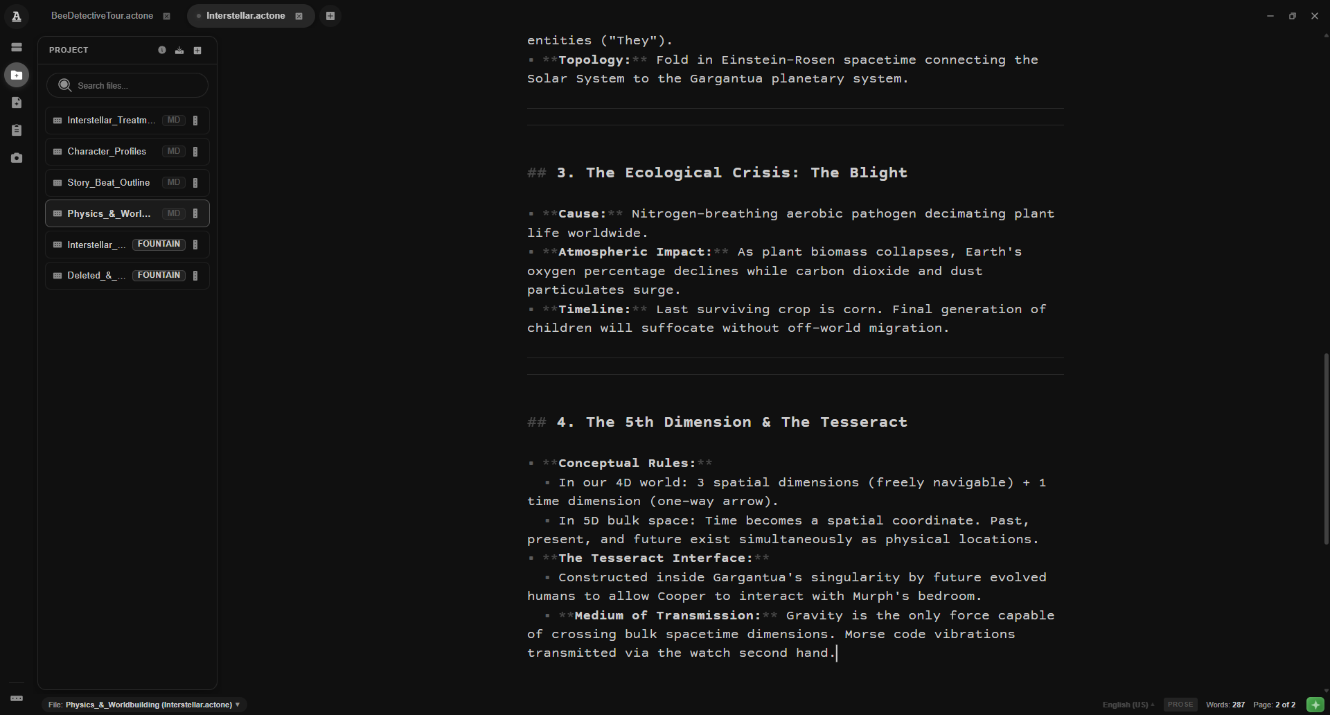 ActOne Prose and Multi-Script Projects